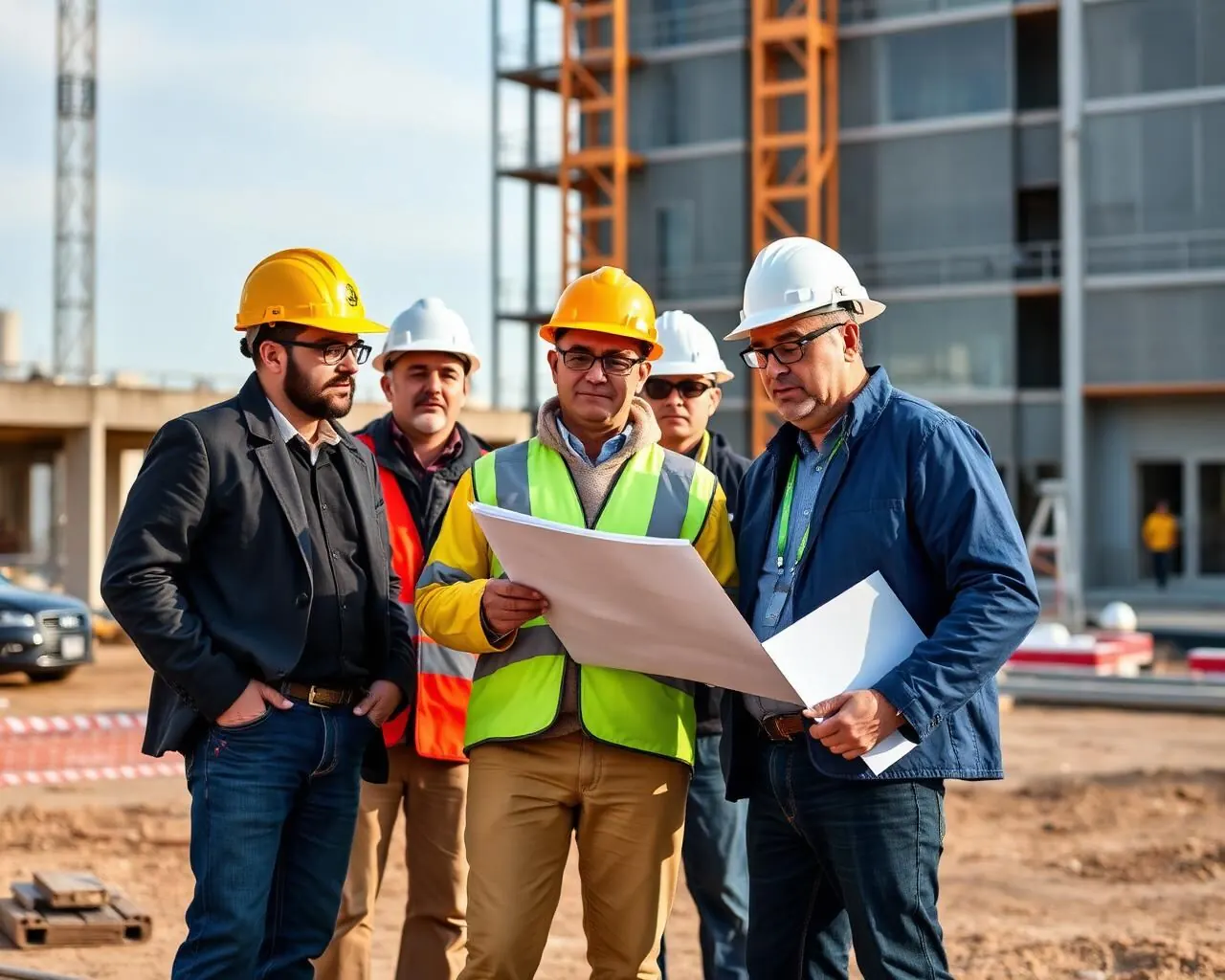 Mielgerd Development Corp construction team reviewing blueprints